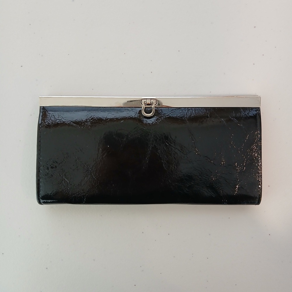 Vintage Patent Leather Clutch Bag Women Black Frame Classic Old Money